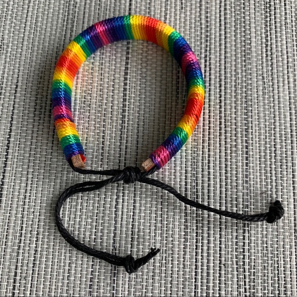 Leather Pride / Equality Rainbow Cord Bracelet - Picture 3 of 3